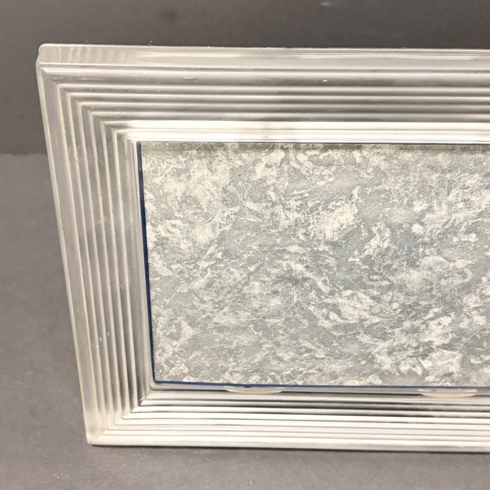 J.G. Durand Crystal Glass Frame Frosted Etched Botanical Heavy 5x7 Photo Picture